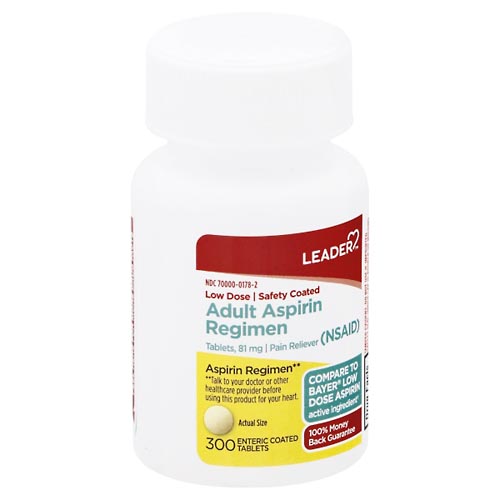 Image for Leader Aspirin Regimen, 81 mg, Enteric Coated Tablets, Adult,300ea from THE PRESCRIPTION PLACE