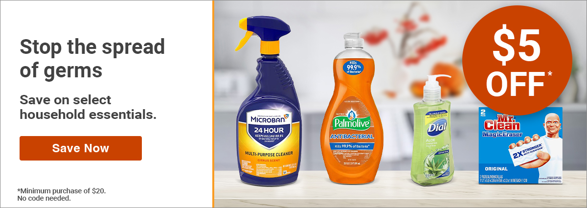 Save $5 off $20 Household Essentials